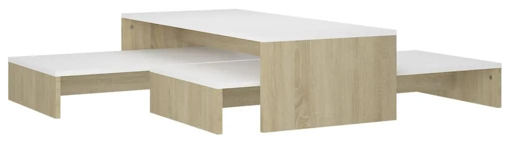Tavolini bianco rovere sonoma100x100x26,5cm truciolato