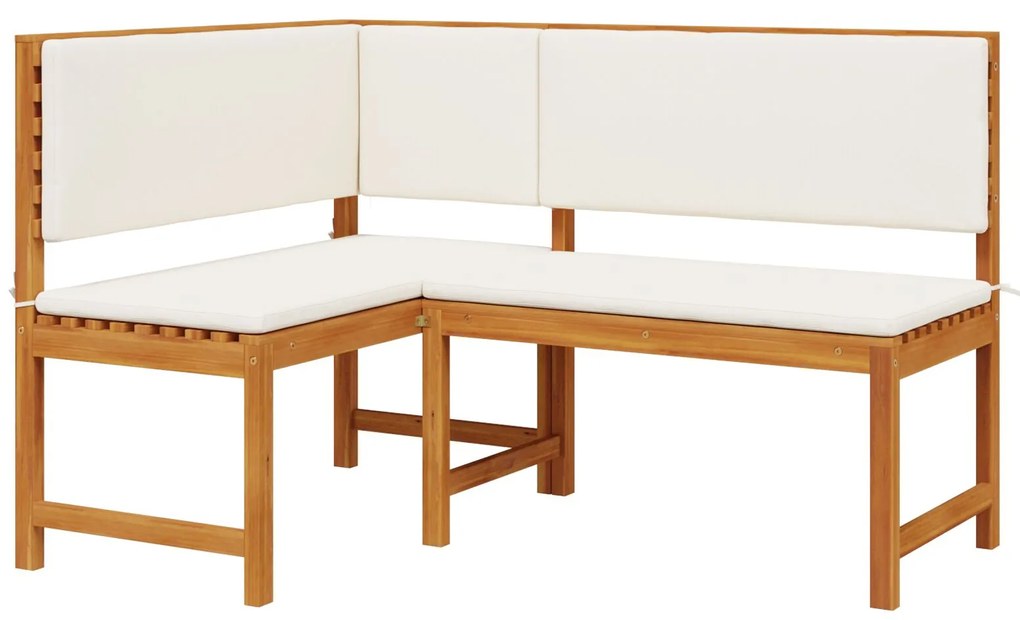 Set da pranzo da giardino 2 pezzi con cuscini in legno massello di acacia