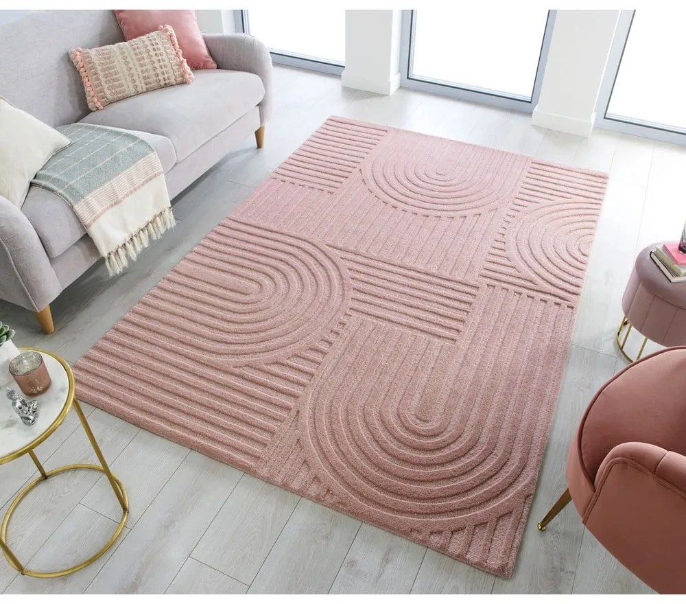 Tappeto in lana rosa 160x230 cm Zen Garden - Flair Rugs