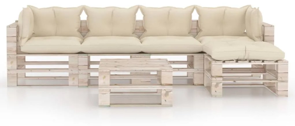 Set divani da giardino pallet 6 pz con cuscini in legno di pino