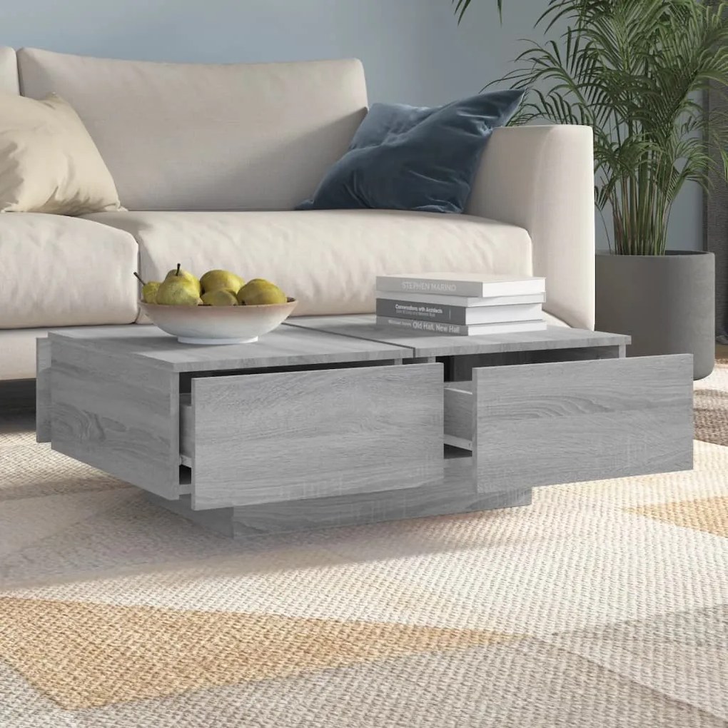 Tavolino da Salotto Grigio Sonoma 90x60x31 cm Legno Multistrato