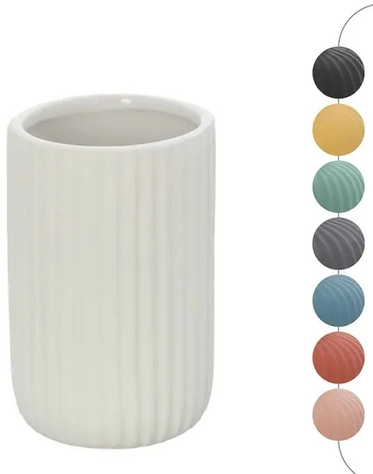 Portaspazzolini bagno dappoggio bianco in ceramica soft touch Spring