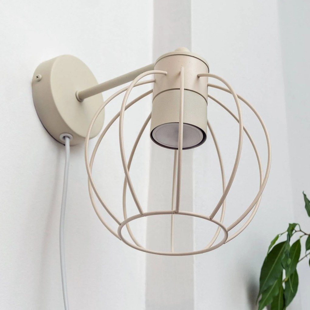 HELAM Applique STARLIGHT, bianco crema a 1 luce Ø 18 cm spina in metallo
