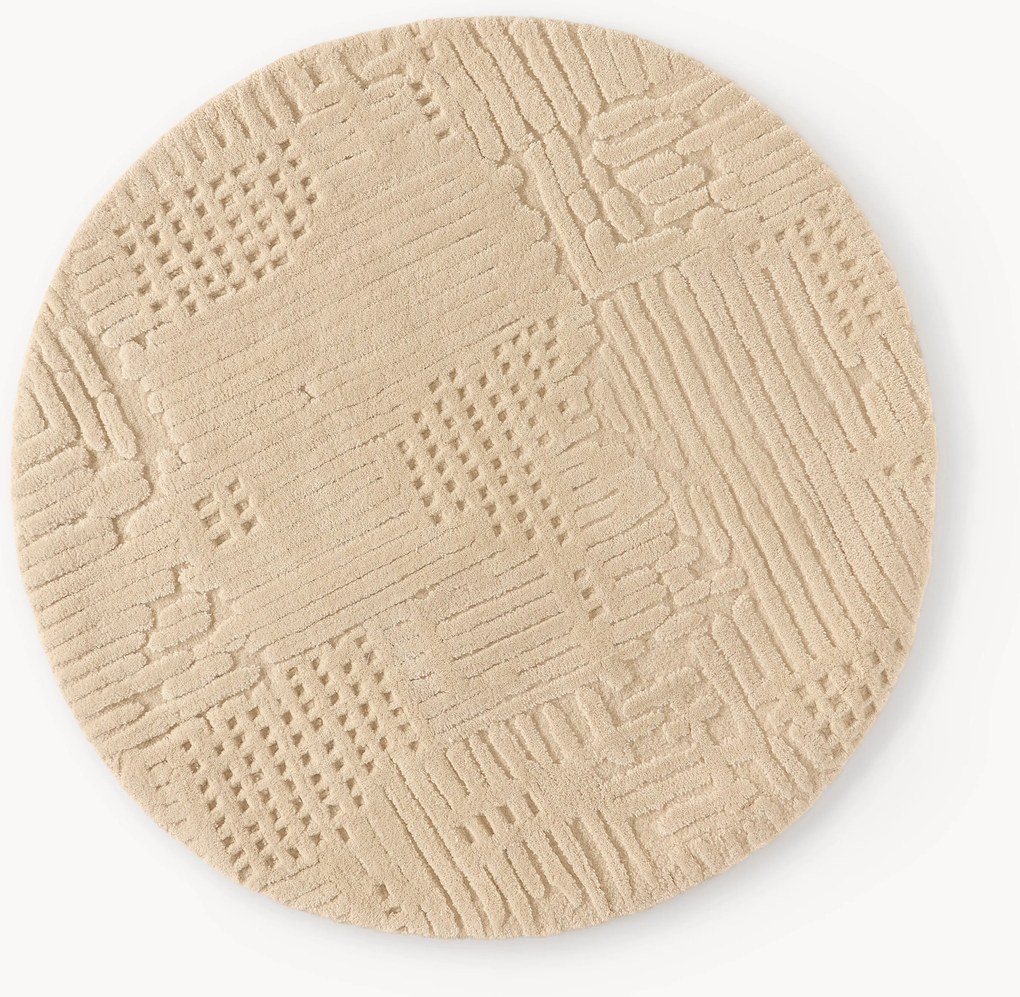 Tappeto rotondo in lana fatto a mano Merima