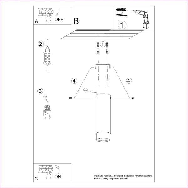 Sollux SL.1409 - Faretto NERO 1xGU10/10W/230V 22,5 cm nero/cromo lucido