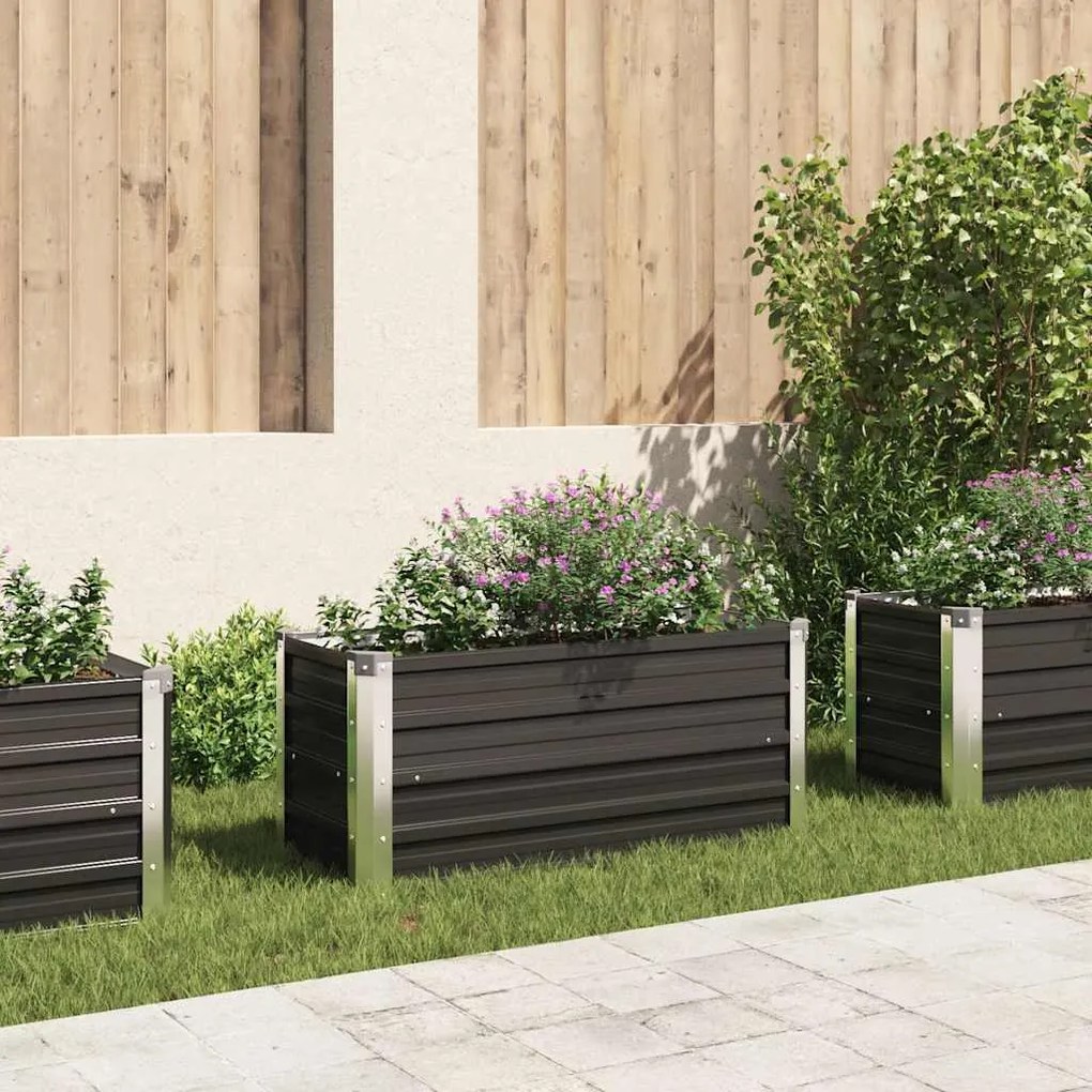 Fioriera Per Giardino Antracite 100x40x45 Cm İn Acciaio Zincato /