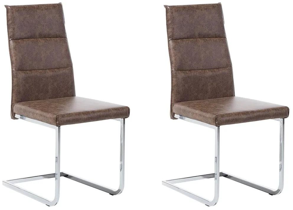 Set di 2 sedie finta pelle marrone ROCKFORD Beliani