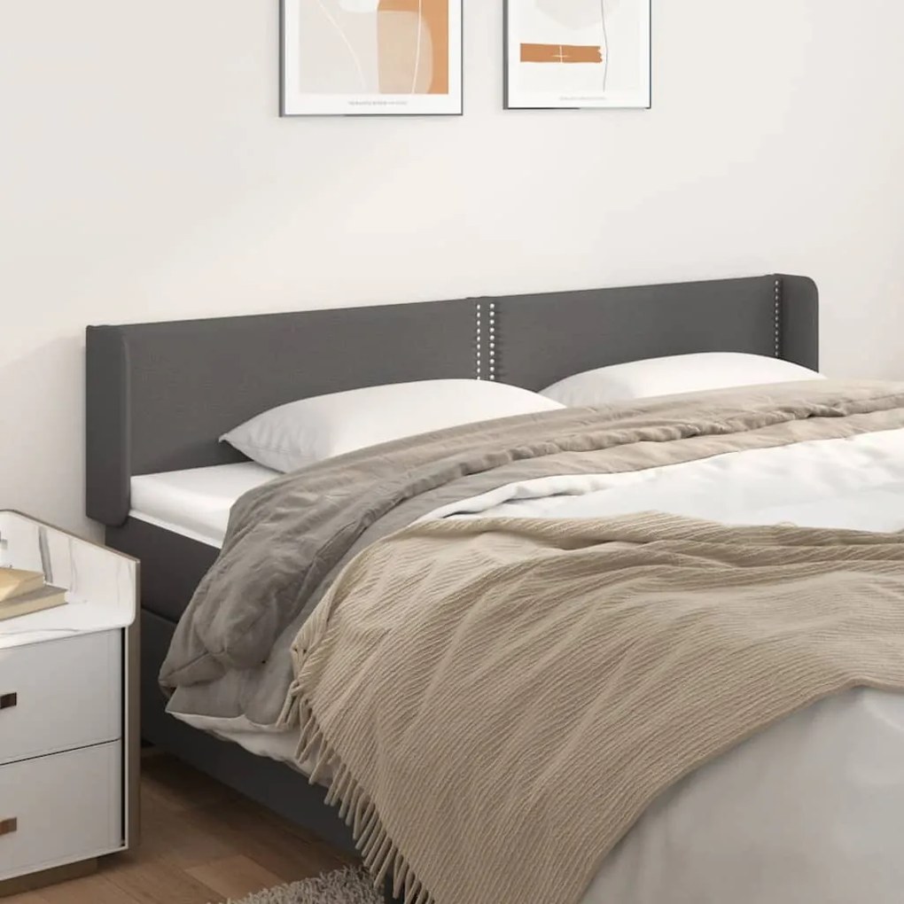 Testiera Ad Orecchio Grigio 163x16x78/88 Cm İn Similpelle /