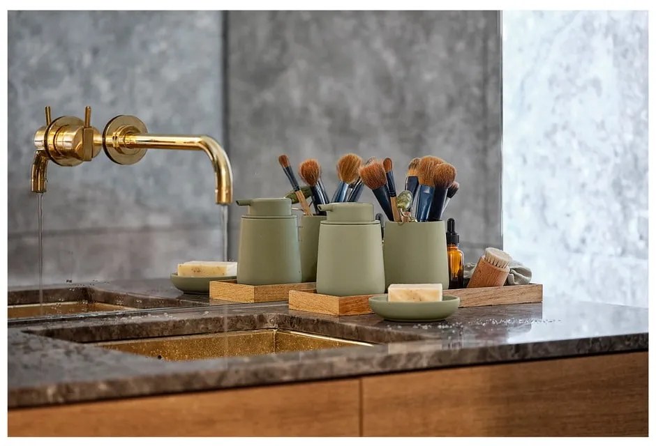 Tazza in gres verde per spazzolini da denti Nova One - Zone