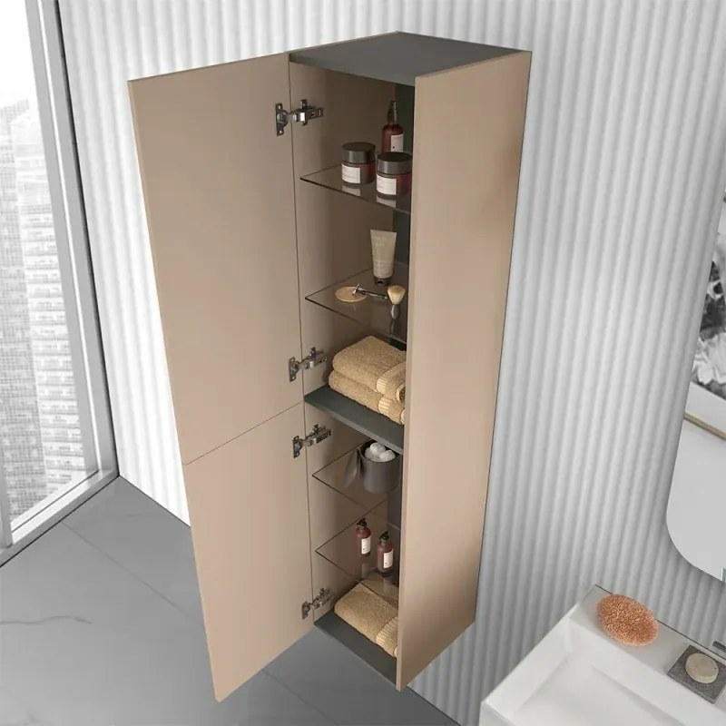 Colonna bagno sospesa 160 cm Melody cappuccino opaco con ante reversibili