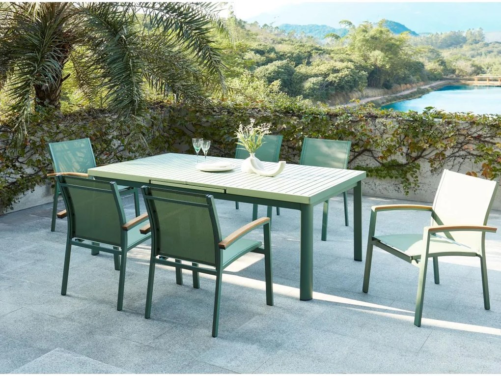 Tavolo da giardino allungabile 180/240 cm in Alluminio Verde acqua - NAURU