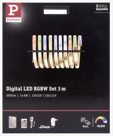 Paulmann 70696 - Striscia LED RGBW/8W Dimmerabile DIGITALE 3m 230V + tc
