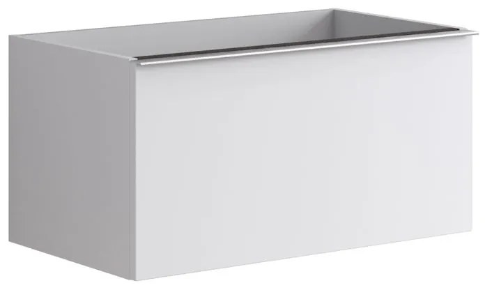 Mobile da bagno sotto lavabo Pixel plain bianco e maniglia alluminio brillante laccato opaco L 80 x H 40 x P 45.5 cm 2 cassetti, lavabo non incluso