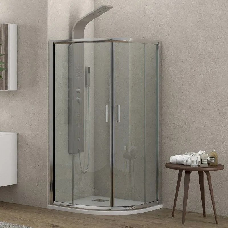 Kamalu - box doccia 80x80cm semicircolare altezza 180cm vetro trasparente k400