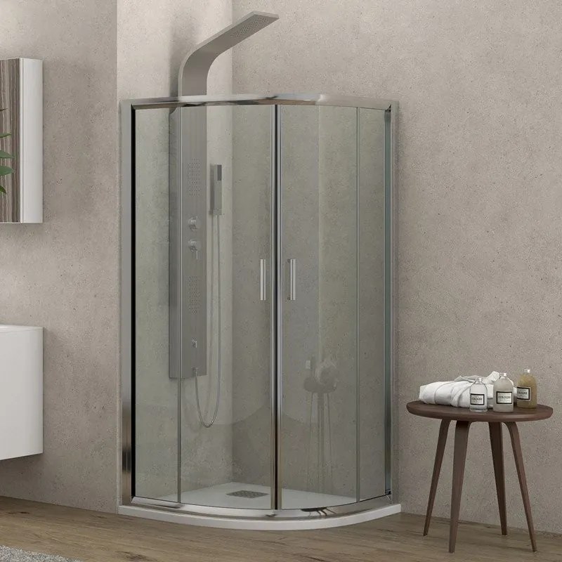 Kamalu - Box doccia semicircolare 80x80 altezza 180cm vetro trasparente | K400
