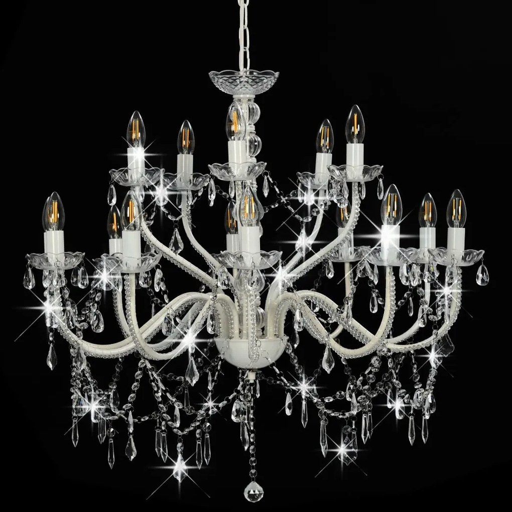 Candelabro a 2 Livelli Bianco 15 Lampadine E14