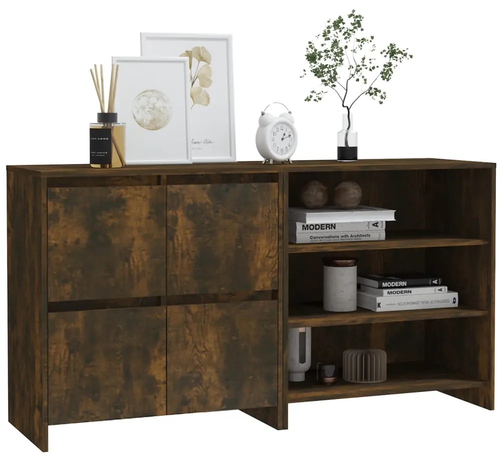 Credenze 2 pz rovere fumo in legno multistrato