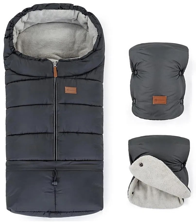 PETITE&MARS - SET Coprigambe 3in1 JIBOT + cuffie per passeggino JASIE grigio