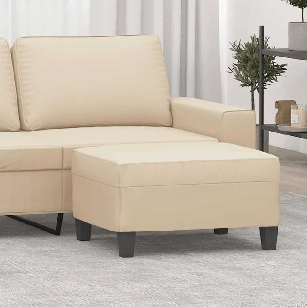 Poggiapiedi Crema 70x55x41 Cm İn Tessuto Microfibra /