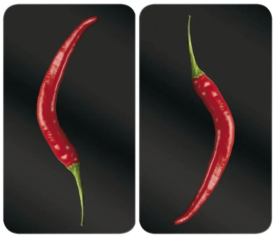 Set di 2 copri stufe in vetro, 52 x 30 cm Peperoni - Wenko