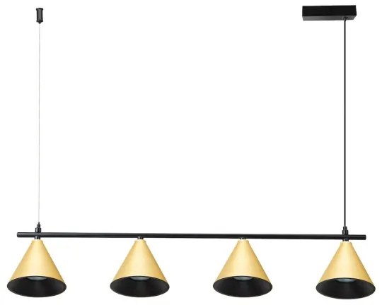 Lampadario a sospensione con filo CONE 4xGU10/10W/230V oro/nero