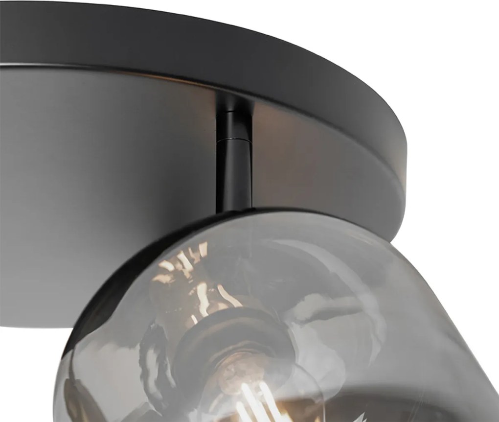 Faretto da soffitto nero con oro e vetro fumé 3 luci - Zuzanna