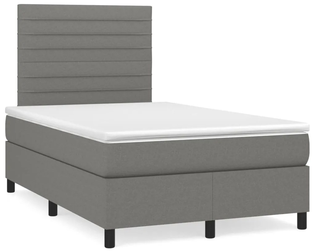 Letto a molle materasso e led grigio scuro 120x190cm in tessuto