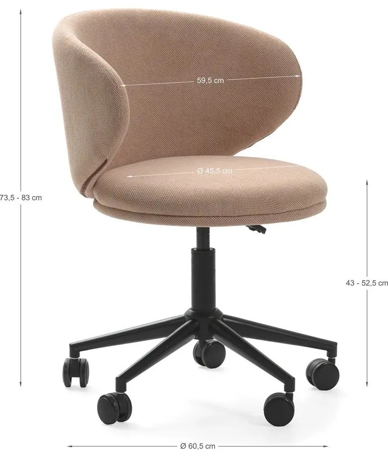 Sedia da ufficio in rosa chiaro Rush – Marckeric