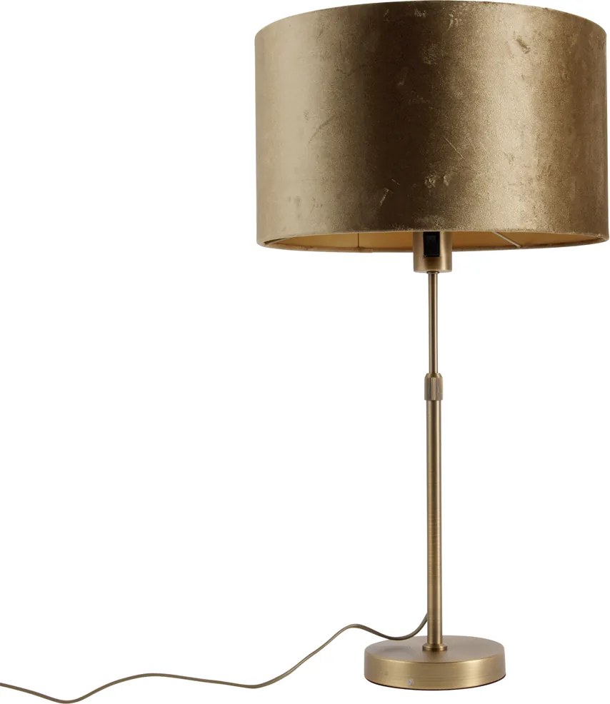 Lampada da tavolo bronzo con paralume in velluto bronzo 35cm - Parte