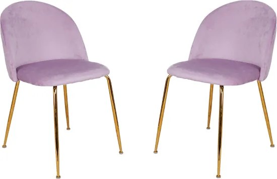 Sedia da pranzo in velluto Glicine con gambe in metallo Oro - PARIS 2 sedie