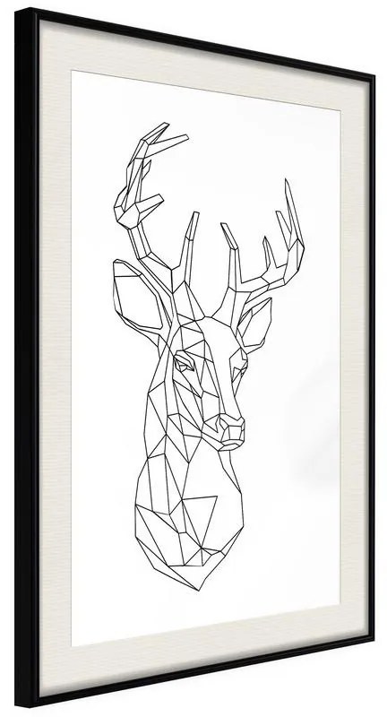 Poster  Minimalist Deer  Cornice Quadri Cornice nera con pass-partout, Larghezza x Altezza Home decor 30x45