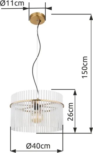 Globo 15698HM - Lampadario a sospensione con filo GORLEY 1xE27/60W/230V diametro 40 cm oro