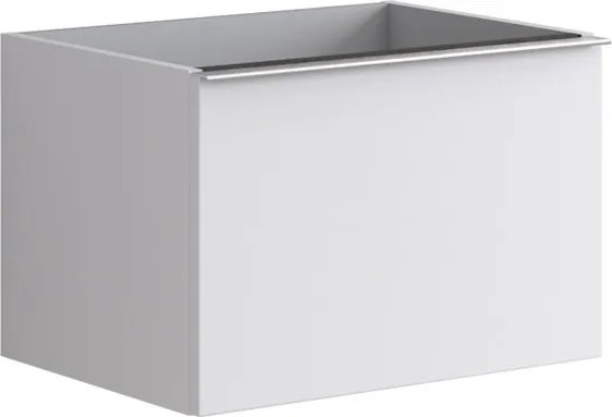 Cassettiera Pixel con 2 cassetti  frontale plain laccato opaco bianco e maniglia alluminio brillante L60 x H40 x P45,5 cm