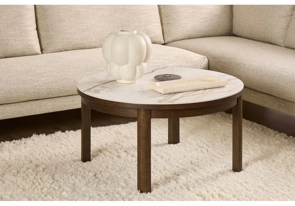 Tavolino da salotto rotondo beige/marrone scuro con piano in ceramica ø 90 cm Southampton – Actona