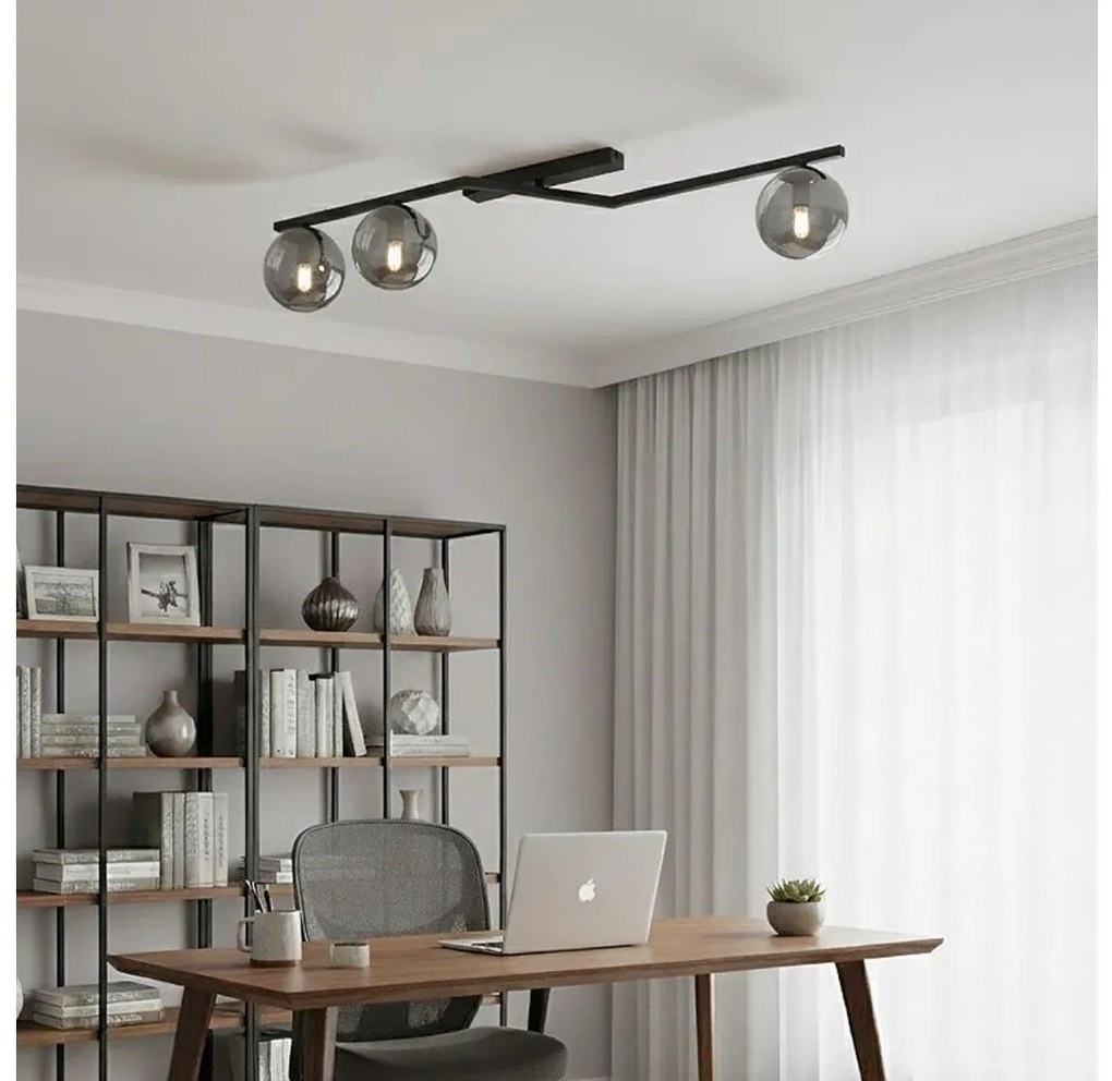 Plafoniera NATON 3xE14/10W/230V nero/fumé