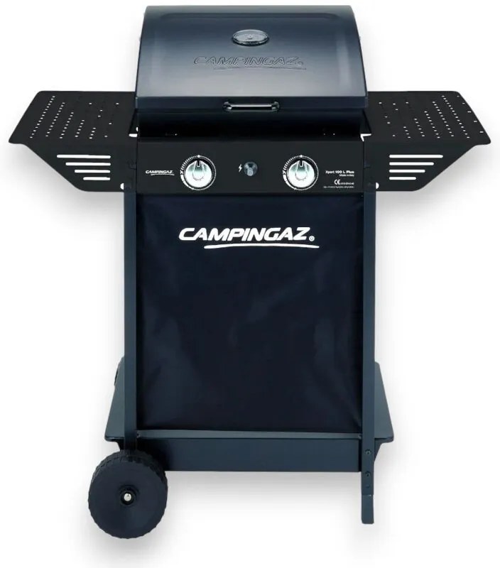 Campingaz - Barbecue a gas 2 bruciatori in acciaio con ruote e coperchio con termometro xpert 100 l plus