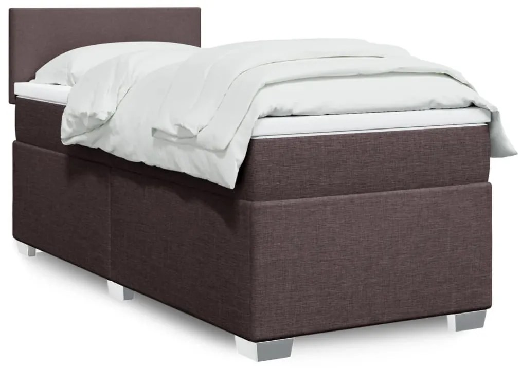 Giroletto A Molle Con Materasso Marrone Scuro 90x200 Cm Tessuto /