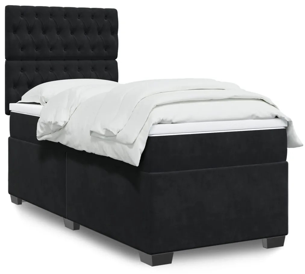 Giroletto A Molle Con Materasso Nero 100x200 Cm İn Velluto /