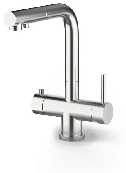 Rubinetto da cucina con doccetta a l QX3E 3 vie in acciaio inox cromo spazzolato opaco CULLIGAN