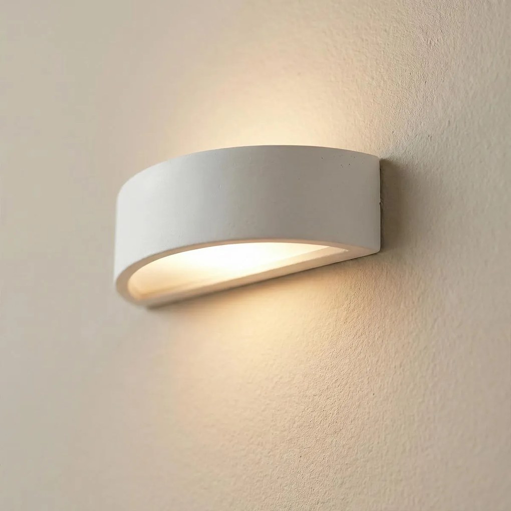 Applique da Parete E14 Curva Bidirezionale in Gesso Pitturabile