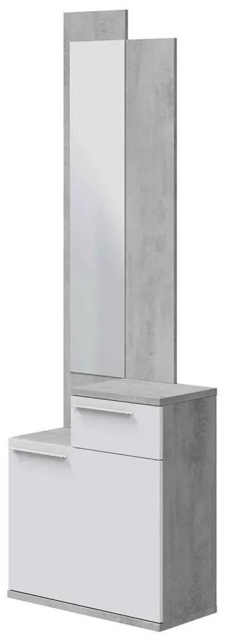 INGRESSO CON SPECCHIO, SCARPIERA E CASSETTO GRIGIO/BIANCO KAREN