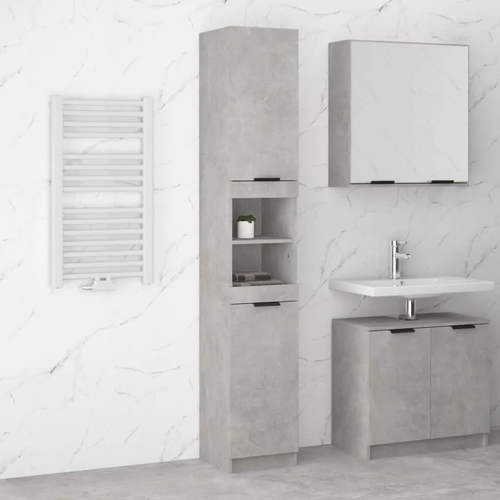 Mobile Da Bagno Grigio Cemento 32x34x188,5 Cm Legno Multistrato /