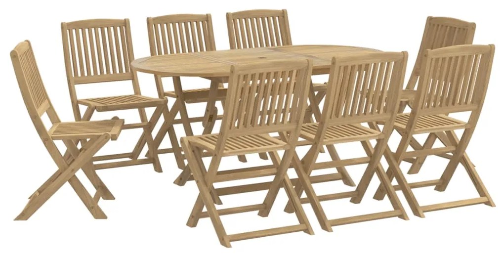 Set da pranzo da giardino 9 pz legno massello di acacia