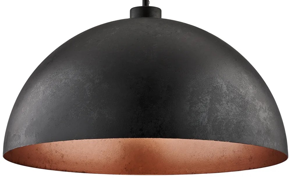 Sospensione Industrial 1 Luce Marcus In Ferro Laccato Nero E Rame Diam 50