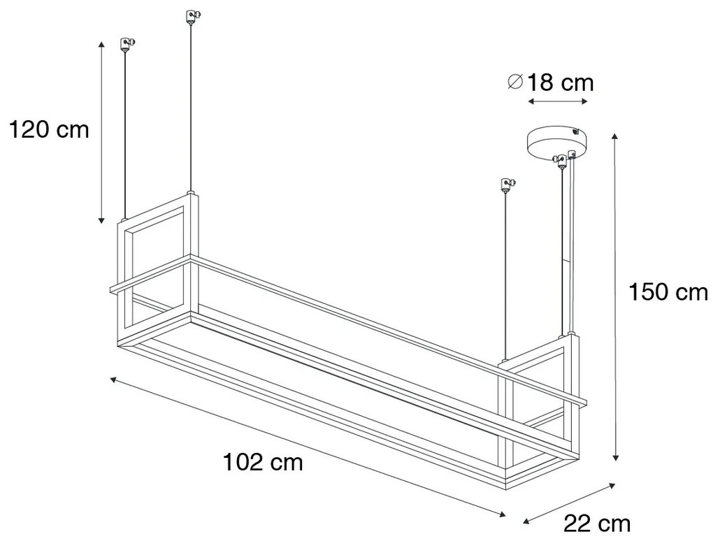 Lampada a sospensione nera con mensola inclusa LED dimmerabile a 3 livelli - Cage Rack