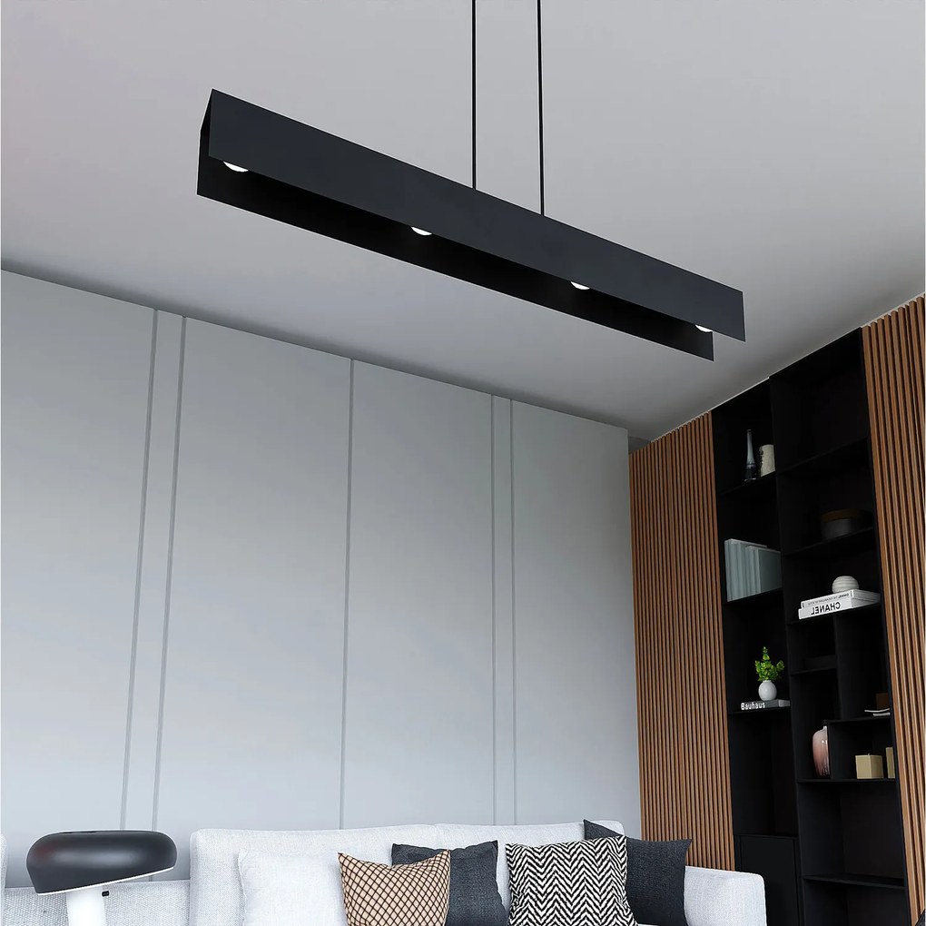 Lampadario Moderno 4 Luci Hachiman In Acciaio Nero