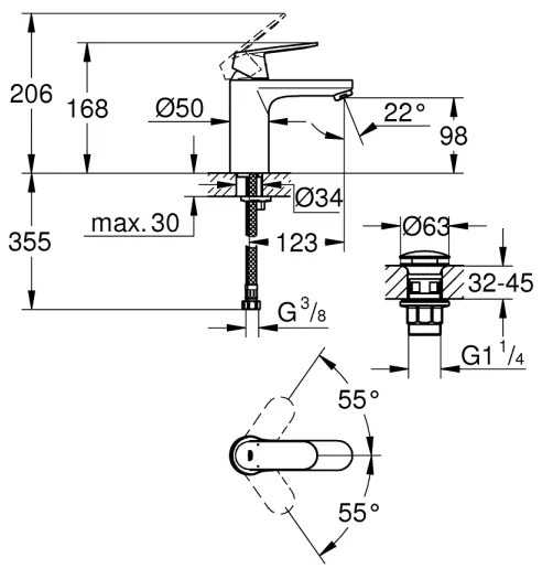 GROHE 23926000 - Lavello mixer DN 15, dimensione M, lucido cromo