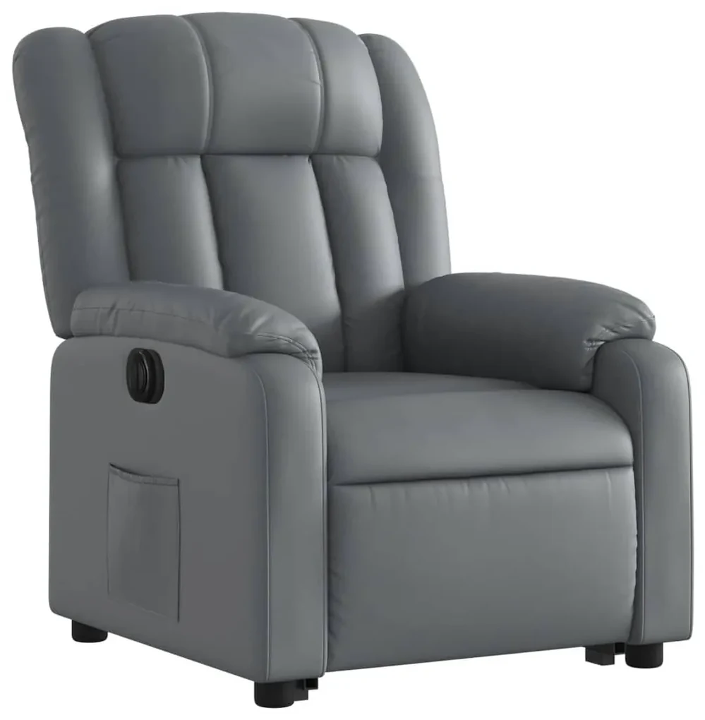 Poltrona alzapersona reclinabile grigio in similpelle