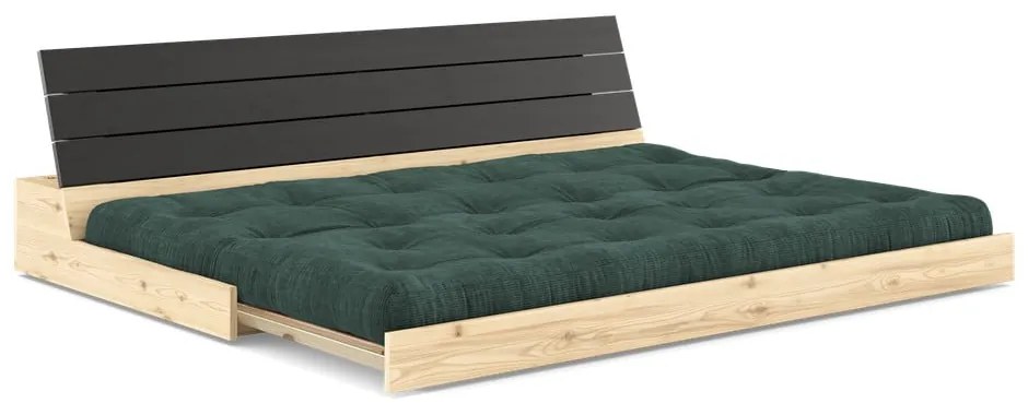 Divano letto in velluto a coste verde scuro 196 cm Base - Karup Design