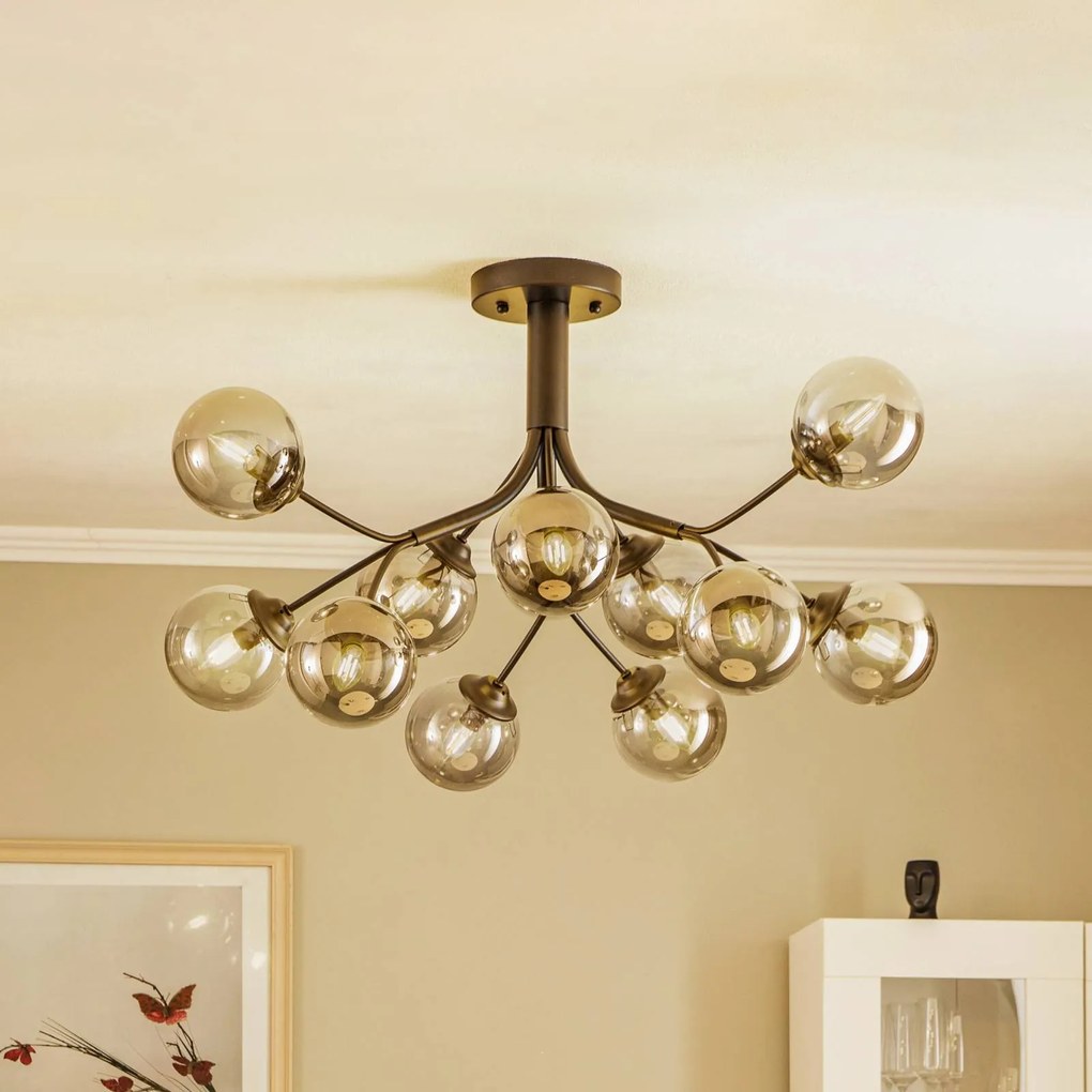 Avonni Plafoniera AV-4286-12-BSY con sfere in vetro fumé